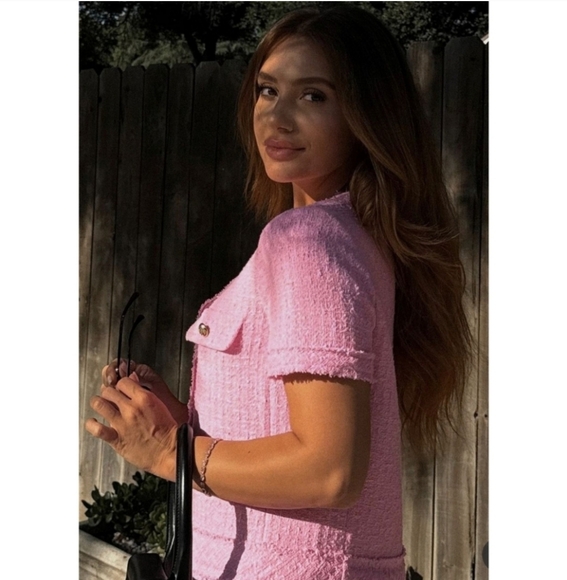 ZARA TEXTURED DRESS PINK TWEED - Picture 9 of 15